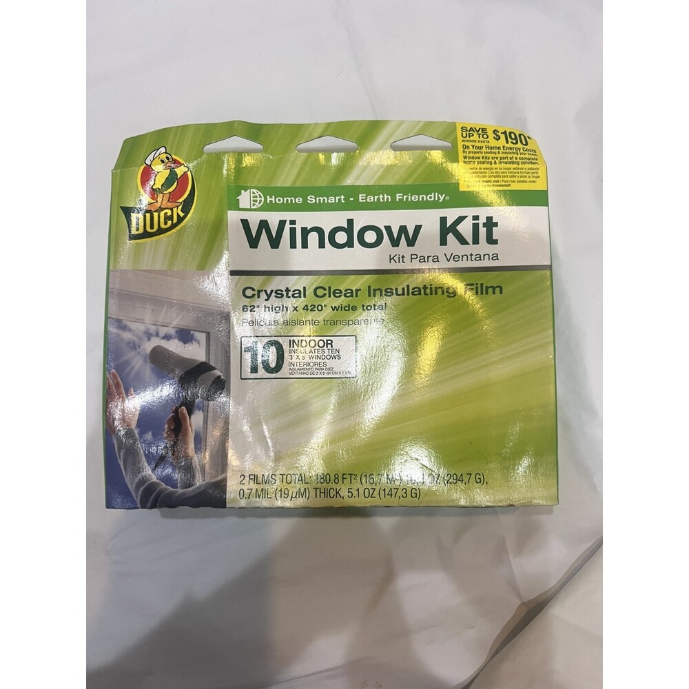 Duck Window Kit Para Ventana Crystal Clear Insulating Film-2 Films Total